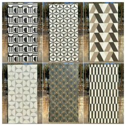 French Simple Black and White Floral Art Bricks 60*120 Flower Bricks Hotel Restaurant Ktv B&B Kitchen and Bathroom 75 Antique Bricks
