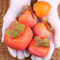 Artificial Persimmon Model, Fake Persimmon with Frost, Large Red Fruit, Branch Hanging String, Flower Arrangement, Fruit Floral Art, Persimmon for Good Luck
