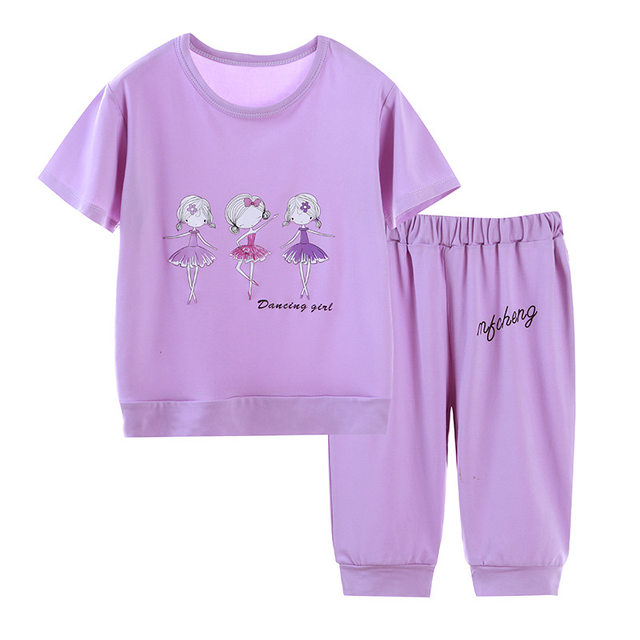 New girls short-sleeved suit two-piece set children's medium and large ...