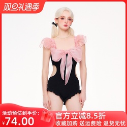 Women's Swimsuit One-piece Slim Sexy Backless Pure Lust Girl High-end 2024 New Winter Hot Spring Swimsuit