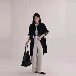
Korean version of spring new Tennis long windbreaker jacket 2500 lapel casual commuter women's windbreaker jacket