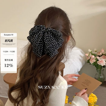 
suzyacc kr atmospheric polka dot chiffon bow hair clip for women 2025 new style back head hair clip