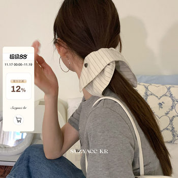
suzyacc kr niche simple high-end Earlobe Jinchen same style striped square scarf low ponytail hair tie