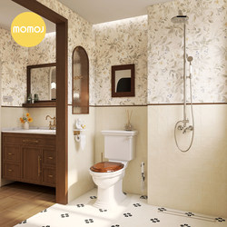 Momo's French Retro-Style Bathroom Tiles, Off-White Floral Wall Tiles, Non-Slip Floor Tiles for the Toilet