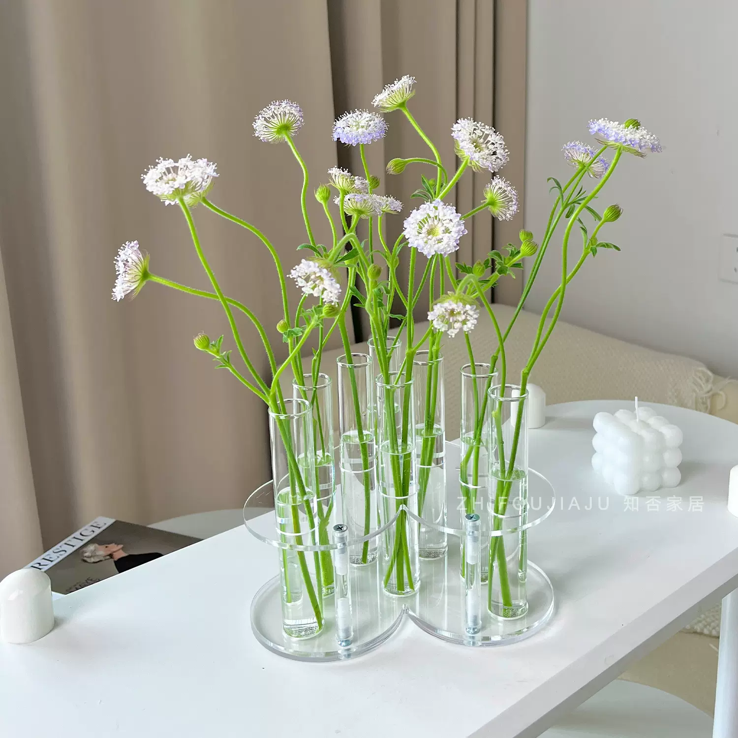 创意爱心试管花瓶摆件水培鲜花绿植插花固定器客厅装饰品高级感-Taobao 