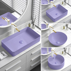 Purple Ceramic Countertop Washbasin, Face Wash Basin, Hot and Cold Faucet, Small Washbasin, Sink