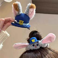 Zootopia Headwear Plush Hair Accessory Judy Rabbit Hat Hairpin Side Clip Hair Clip Photo Prop Headwear