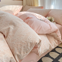 Light Luxury A-Grade Three-Layer Gauze Pure Cotton Four-Piece Set 100% Cotton Jacquard Duvet Cover Bed Sheet High-End Fitted Sheet Bedding