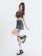 Anti-exposure high-waist denim skirt for women in summer thin Hong Kong-style hot girl slim straight A-line hip short skirt