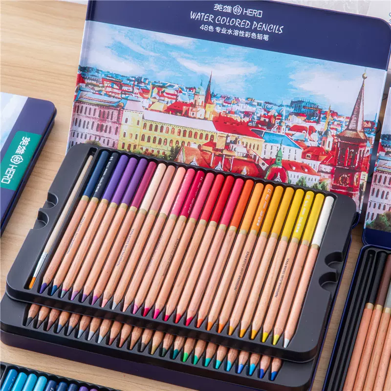 英雄777阿波羅水溶性彩色鉛筆24色48色72色專業美術手繪繪畫筆彩色鉛筆