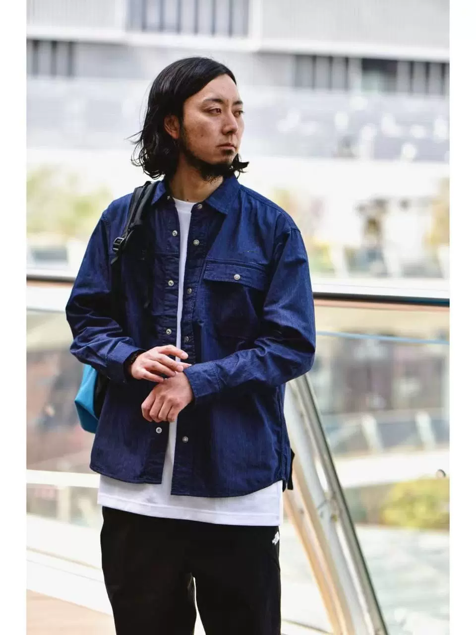 青年好货复古L/S Nylon Denim Nuptse黑标牛仔尼龙长袖休闲衬衫-Taobao