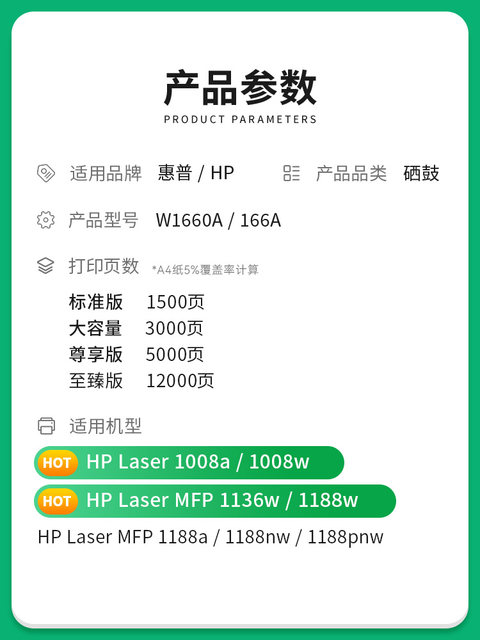 Suitable for HP 1136W toner cartridge 1188nw 1188w 1188pnw 1188a printer cartridge Laser MFP 1008a 1008w all-in-one HP166A W1660A only entered 911