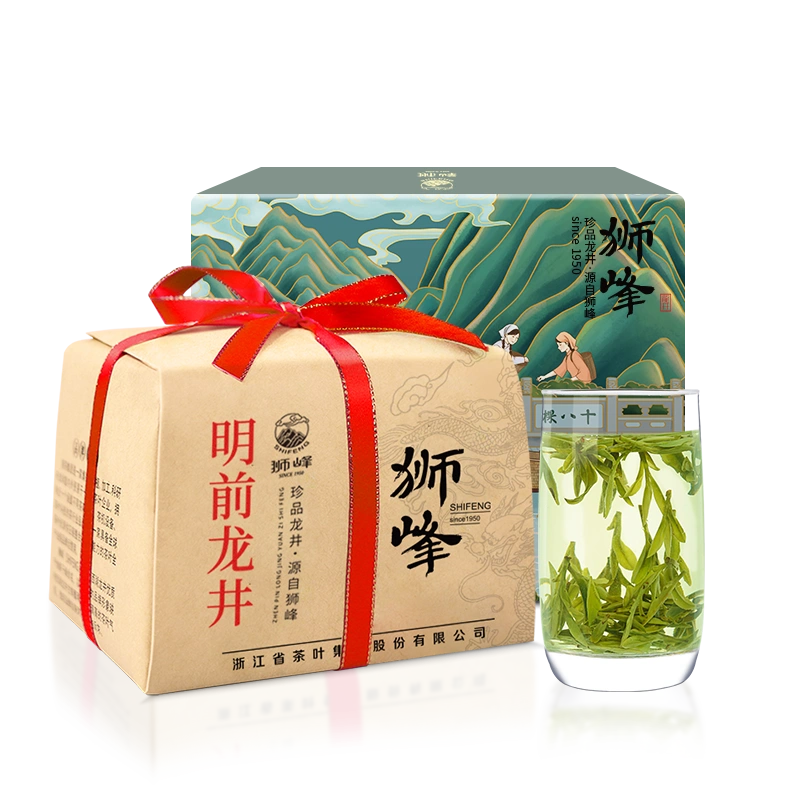狮峰牌2024新茶龙井茶叶雨前龙井浓香耐泡200g纸包+50g罐装-Taobao