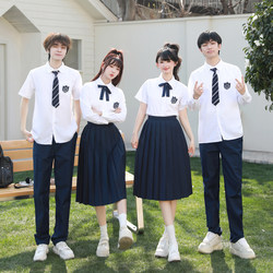 Class Uniforms, Summer College Style, Elementary School Students, Middle and High School Students, Short-Sleeved Graduation Sports Meeting Chorus Performance School Uniform Set