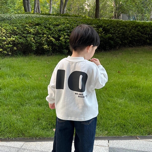 
Men's and girls' cotton long-sleeved base shirt Korean T-shirt 2024 Korean new casual children's loose versatile top
