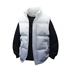 
Men's autumn and winter vest and cotton-padded coat, gradient couple's style coat, thickened stand-up collar, sleeveless cold-proof warm vest and cotton coat
