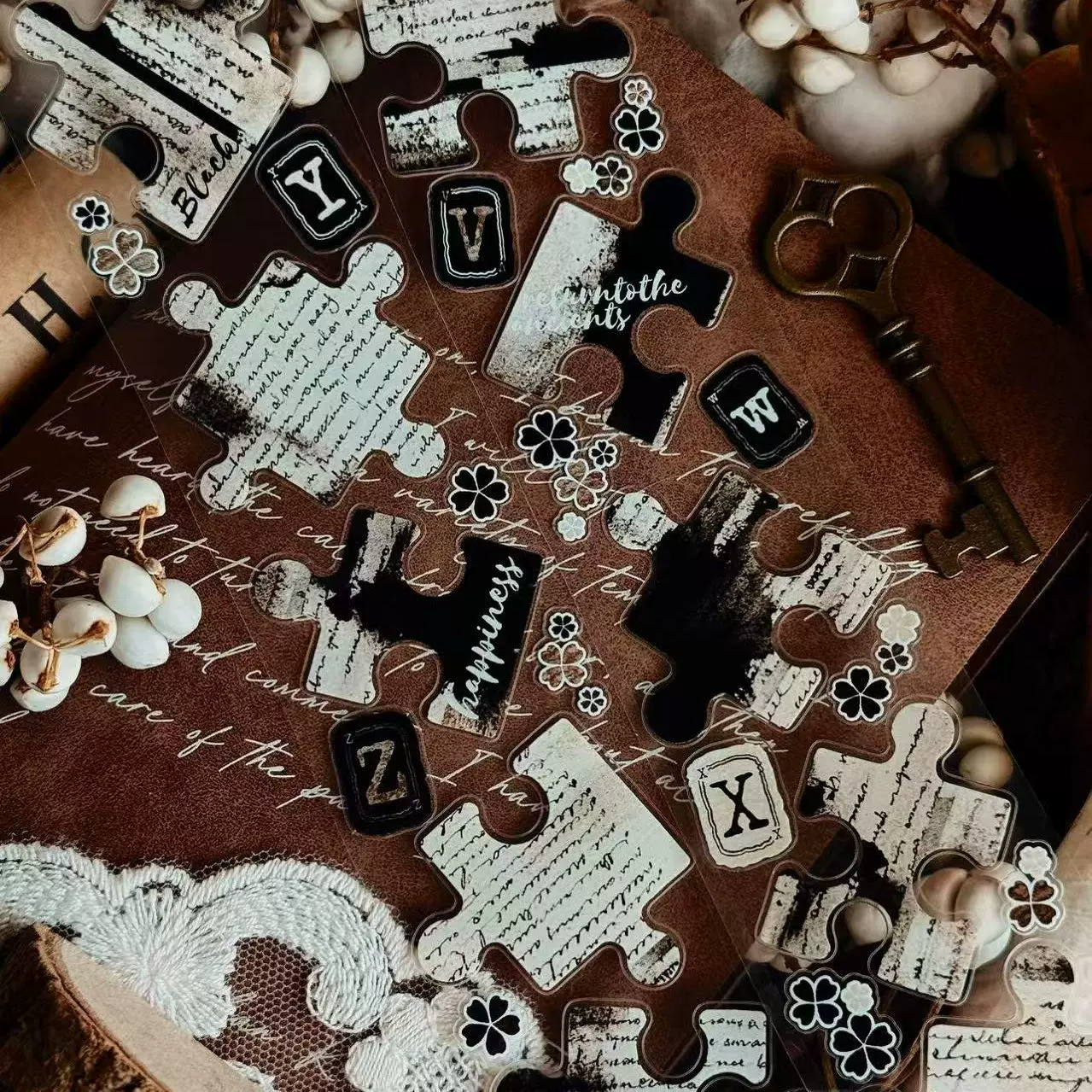 霖藍汐原創一月新品【拼貼字條】PET切模款字數貼條裝飾手賬膠帶