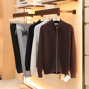 
2025 new autumn and winter men's base layer 100% cotton knitted zipper cardigan stand-up collar sweater trendy 1689