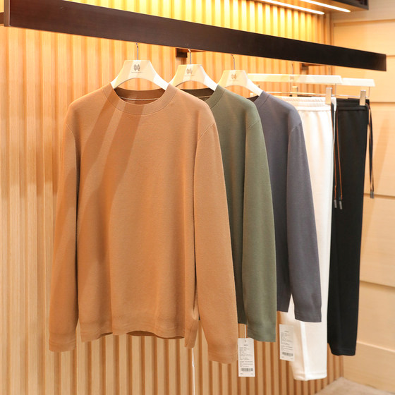 
2025 new autumn and winter men's layered long-sleeved round neck sweater loose elastic bottoming inner knitted sweater 1828