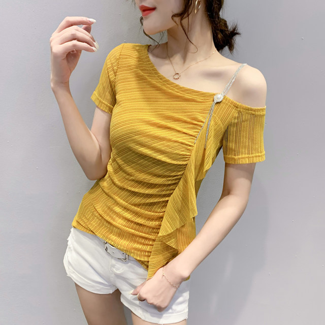 Fashion Hot Girl Sexy Off-shoulder T-shirt Women's Summer main image 0