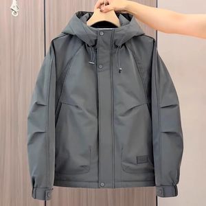 
Autumn and winter new fashion trend windproof quilted warm two-cotton coat jacket men's simple hooded work clothes cotton clothing