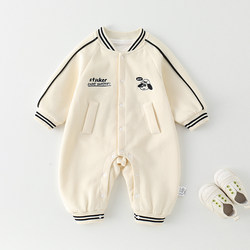 Baby Autumn Jumpsuit, Category a Double-Layer Newborn Outing Crawler Suit, Cute Baby Boy Baseball Uniform Jacket, Spring & Fall