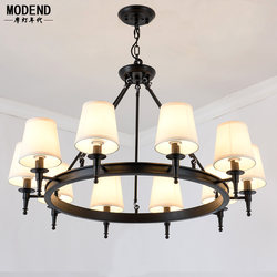 American Country-Style Living Room Chandelier, Simple and Cozy, Master Bedroom Dining Room Wrought Iron Pastoral Lamp, European-Style Grand Study Chandelier