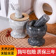 Natural jade garlic pounder stone mortar garlic clay artifact traditional old-fashioned home manual grinding raw stone garlic mortar