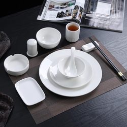 New Household and Commercial Ceramic Bowl and Plate Combination Set, High-Value and Simple Ceramic Bowls, Plates, Chopsticks, and Tableware Multi-Piece Set