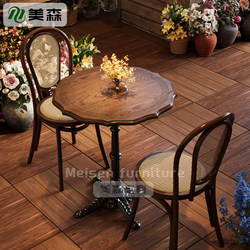 Flower Shop Tables and Chairs, Retro Afternoon Tea, Coffee, Desserts, Milk Tea, Baking Theme, Western Restaurant, Solid Wood Dining Tables, Commercial Use