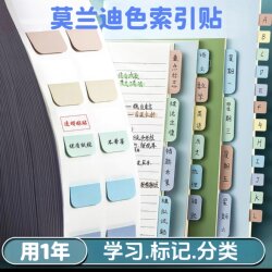Morandi Label Paper Index Stickers Transparent Label Sticky Notes Loose-Leaf Book Directory Classification Stickers Marking Tags