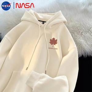 NASA港风重磅潮牌好运枫叶连帽卫衣男女秋冬新款宽松休闲百搭上衣