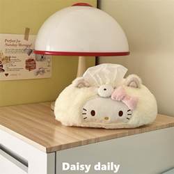 Cute Cat Tissue Box Cartoon Plush Tissue Box Home Living Room Bedroom Car Tissue Storage Bag