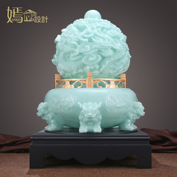 Fortune-Attracting Nine-Turning Universe Cauldron Ornament, Imitation Jade, for Entryway, Living Room, Tv Cabinet, Office Decoration, Opening Gift, High-End