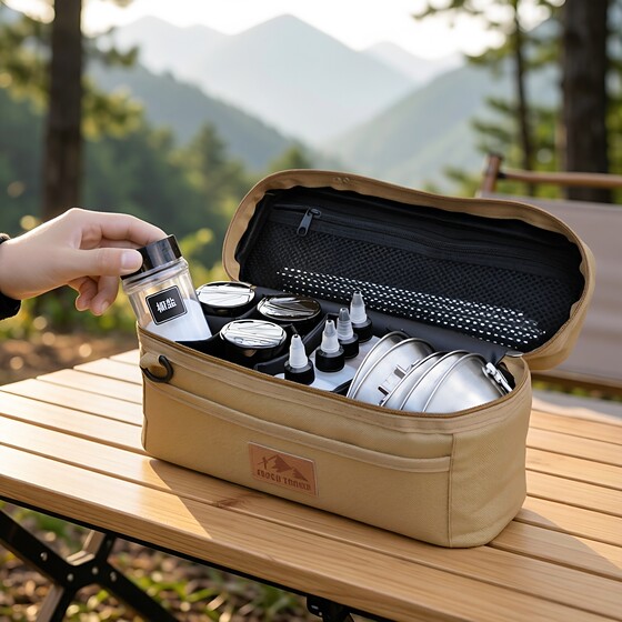 
Outdoor seasoning bag set portable picnic bottle storage bag camping portable camping equipment tableware storage