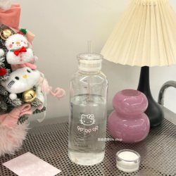 Original High-Appearance Coffee Cup, Large-Capacity Glass Water Cup, Simple and Convenient Cup, High-Temperature Resistant, Kt Cat Design, Student Desktop