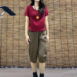 Clearance and pick up elastic waist casual shorts for women 2025 new summer thin Harlan five-point crop trousers