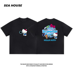 【Badminton Earth Kitty】Quick-Drying Ice Silk Badminton Cartoon Short-Sleeved T-Shirt, Large Size, Loose Fit, Summer Training Wear