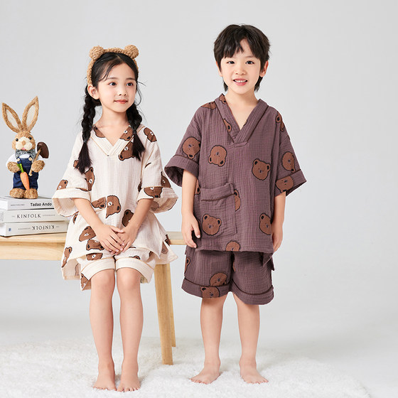 
Super soft parent-child sweat steaming clothes for children's bathing clothes for babies sauna clothes for pure cotton bathing for boys and girls big and small children