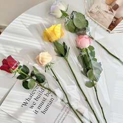 Flower Packaging Single Bag Rose Flower Transparent Wrapping Paper Flower Plastic Bag Single Twist Tie English Cellophane