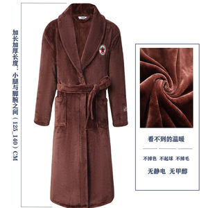 Thick winter pajamas men's flavored long coral velvet bathrobe large size home clothing yukata
