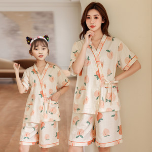 
Pure cotton parent-child sweat steaming clothes for breasts, double-layer women's pajamas, soup spring clothes, children's baby bathing clothes, sauna massage clothes