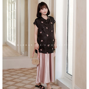 
Mao Dan [Ode to Flowers and Purple Butterflies] Nana’s Pregnancy Wear Maternity Clothes for Breastfeeding in Summer New Chinese Skirt Suit