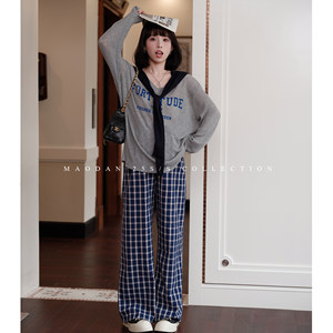 
Cat Single [Star Gray Under the Sea] Nana's pregnancy outfit maternity wear autumn new product letter long-sleeved top set