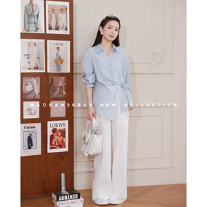 
Cat single [light blue summer] [cotton] maternity wear spring new Korean style small fresh shirt and pants two-piece set