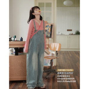 
Maodan [Berry Grape] Nana’s Pregnancy Wear Maternity Clothes New Spring Clothing Denim Overalls Two-piece Set