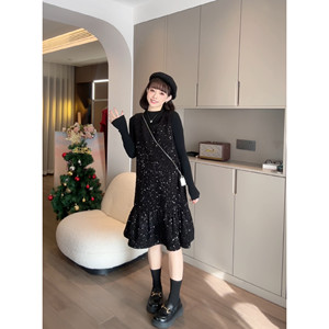 
[Katy Starry Sky] Nana’s maternity wear during pregnancy, spring and autumn fragrance style plus velvet suspender dress suit