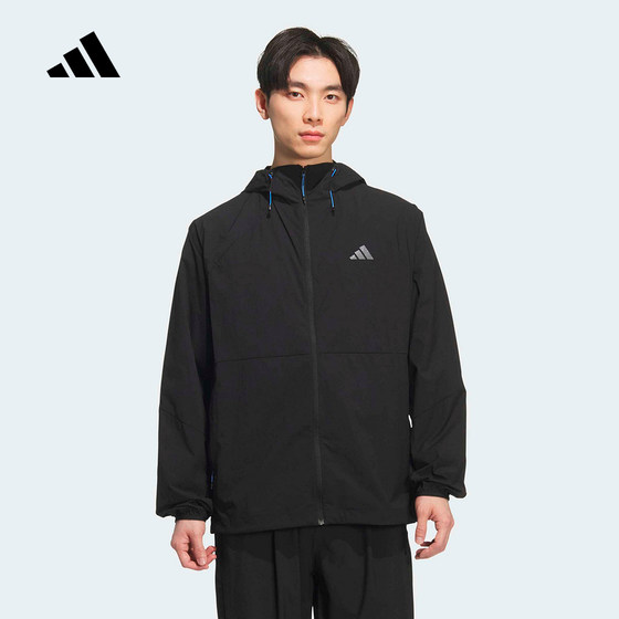 
adidas Adidas cool sports casual hooded early spring thin coat men's plaid jacket KR2511