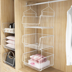 Wardrobe Bag Storage Organizer Hanging Bag Rack Closet Layered Hanging Basket Clothes Underwear Socks Divider Storage Rack