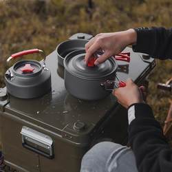 Hot-selling mountain customers camping portable pot set aluminum alloy picnic equipment supplies cooker picnic pot